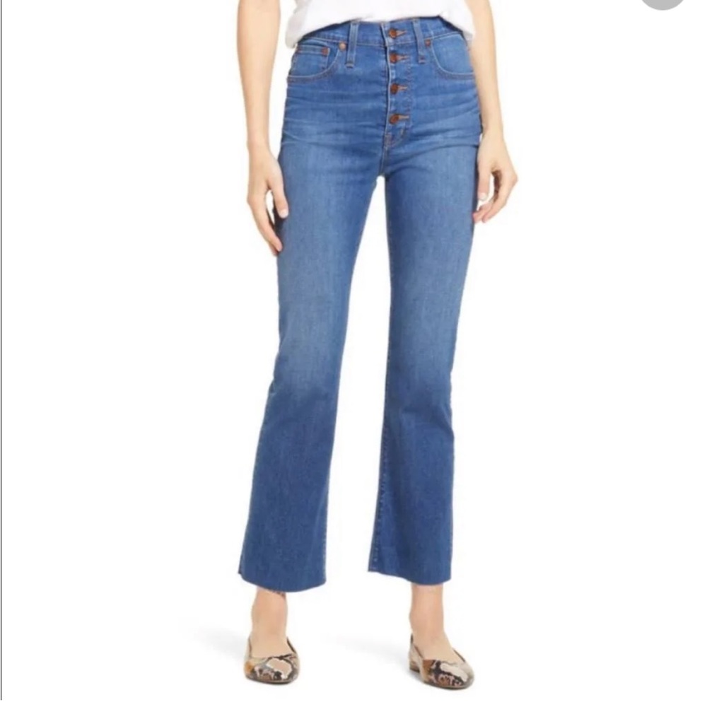 Madewell | Cali High Waist Demi Boot Jean with Frayed Hem